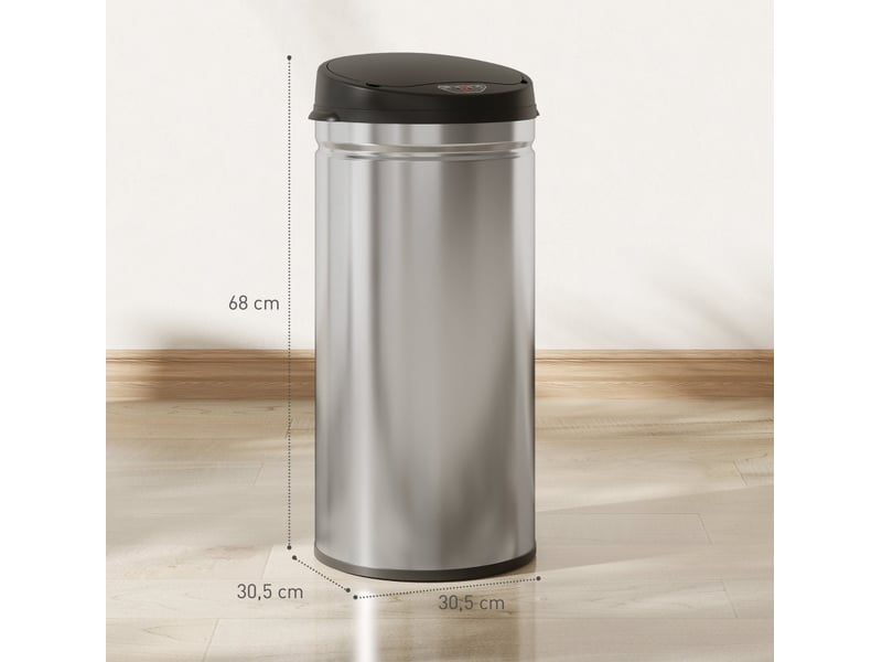Poubelle à capteur 42 l inox 30,5 cm soft close argent - Conforama C