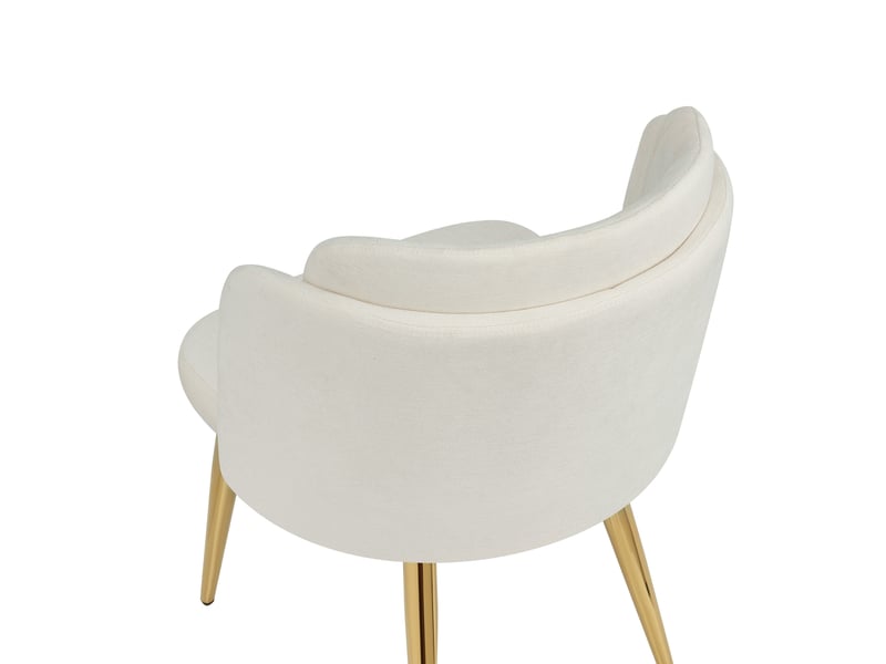 Lot de 4 chaises de salle à manger, moderne, dossier incurvé, assise large, métal doré, blanc - Conforama R
