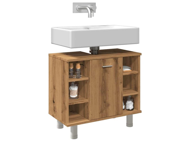  Armoire de salle de bain, meuble de rangement chêne artisanal 60x32x53.5 cm  - Conforama B