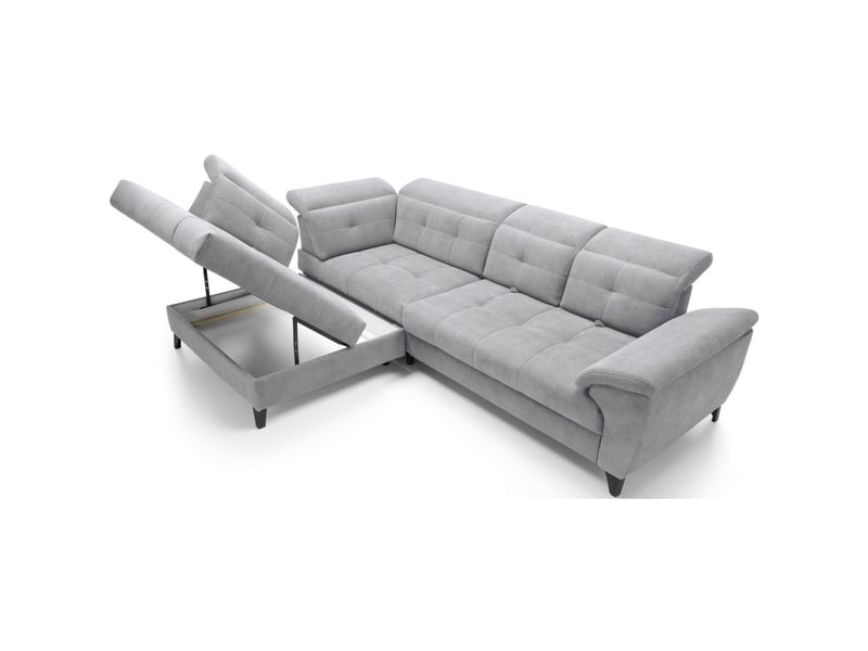 Canapé d'angle gris 5 places angle gauche couchage 128x225cm inferno - Conforama D