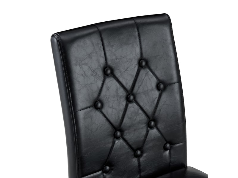  Lot de 4 chaises de salle à manger 89 cm, chaise cuisine, dossier à losanges, design contemporain, polyuréthane noir, acier doré  - Conforama E