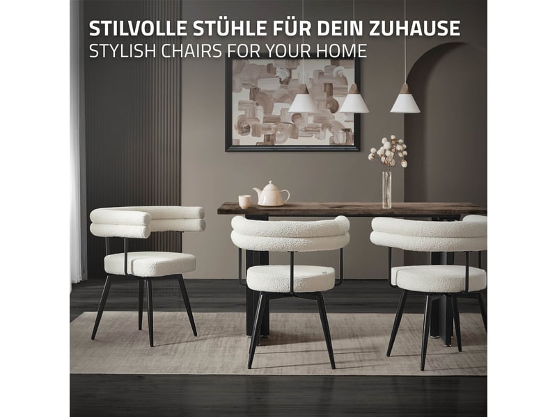 Ml-design lot de 6 chaises pivotantes beige en tissu teddy pieds en métal avec accoudoirs et dossier rotation 360° assise rembourrée ergonomique mobilier moderne pour salle à manger ou salon confort ECD Germany GmbH - Conforama D