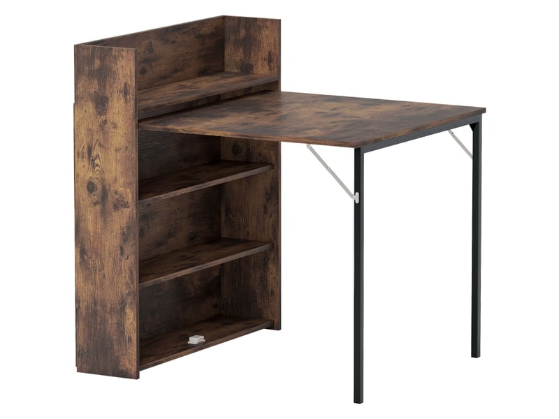  Table à manger pliante,90x80x93 cm,3 étagères,mdf,marron rustique  - Conforama A