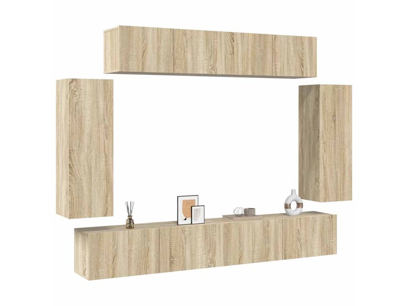  Ensemble de meuble tv - banc tv - meuble de rangement 6 pcs chêne sonoma bois d'ingénierie  - Conforama C