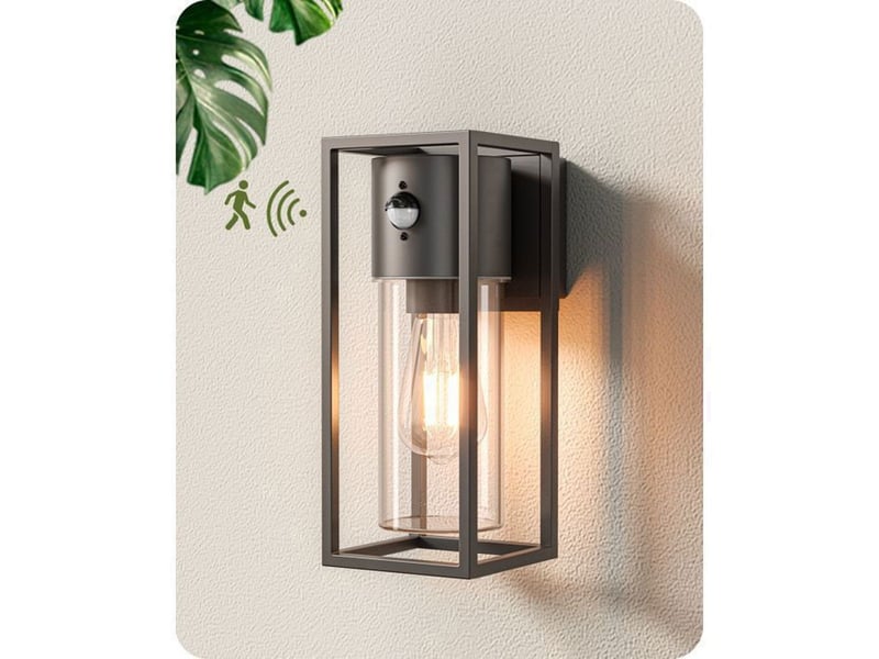  Eclairage mural exterieur cube avec detecteur de mouvement pir e27 anthracite ip44 370618_AABJO38294_6_DROPFR - Conforama A