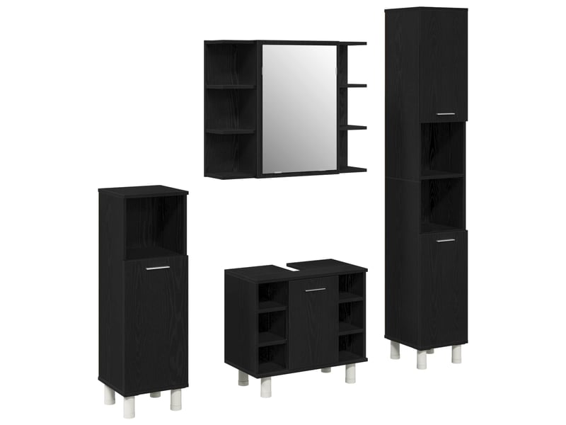  Ensemble de mobilier de salle de bain 4 pièces noir cf64557  - Conforama A