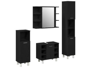 Ensemble de mobilier de salle de bain 4 pièces noir cf64557