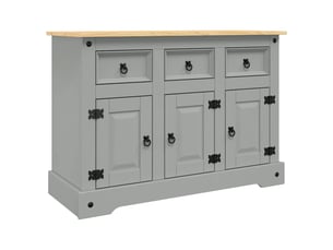 Buffet - bahut - meuble de rangement corona gris 112x43x78 cm bois massif pin mexicain