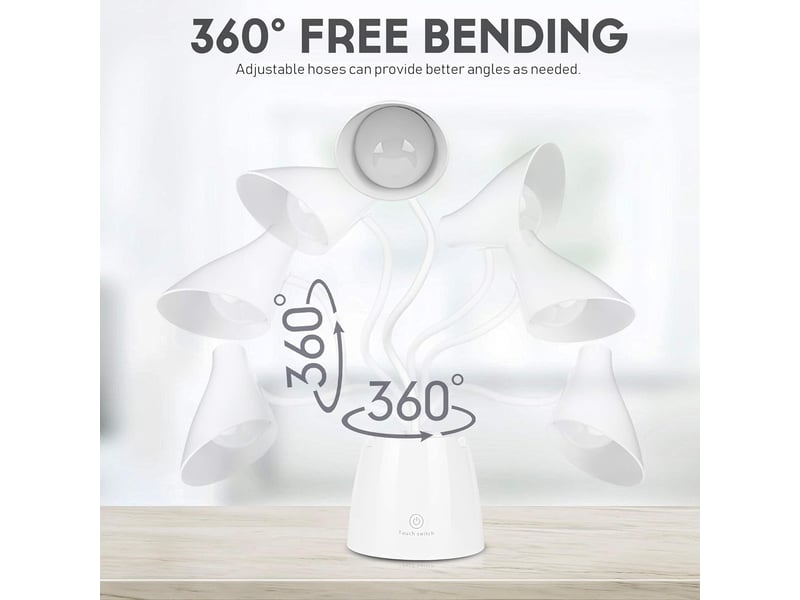  Lampe de bureau  variable pour les yeux 3 niveaux de luminosité rechargeable par usb blanche  - Conforama E