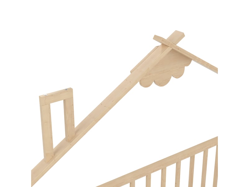  Lit enfant 90x190 cm, forme de maison, garde-corps, sommier, pin naturel, sans matelas  - Conforama R