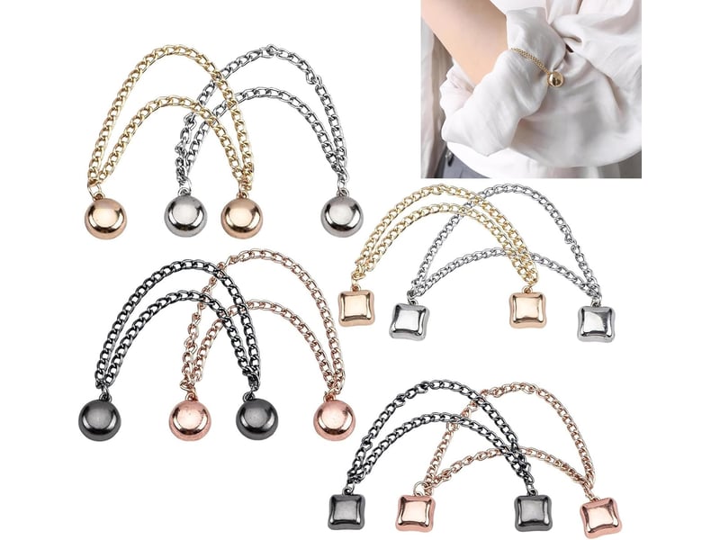  Crochets muraux lot de 8 pinces magnétiques puissantes pour vêtements - aimants invisibles hijab, foulard, chemise et manches - multifonction avec chaîne de sécurité, multicolore  - Conforama A