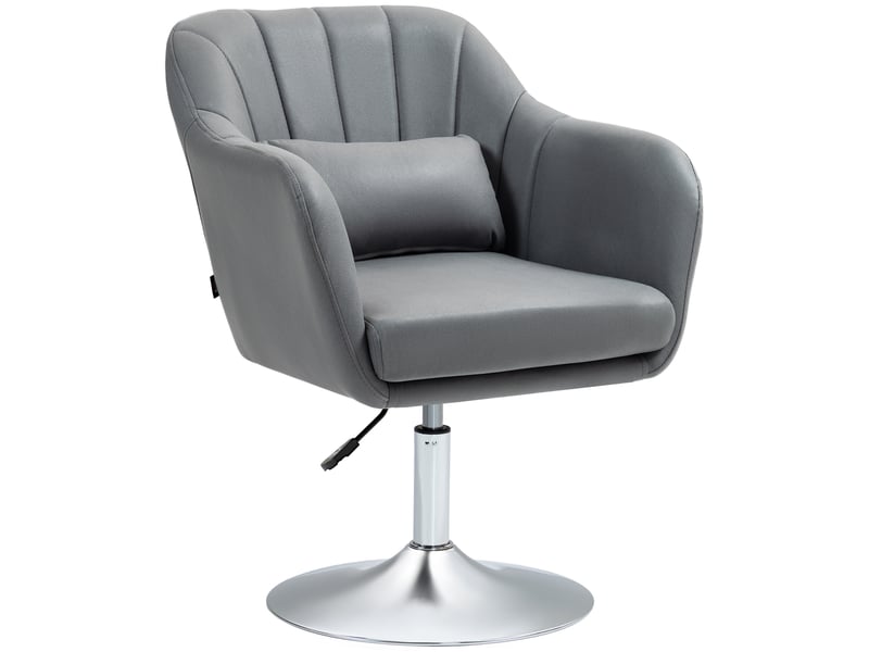  Fauteuil de salon coussins lombaires hauteur réglable pivotant 360° piètement en métal gris foncé  - Conforama B