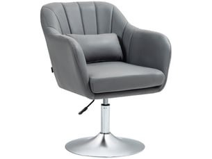 Fauteuil de salon coussins lombaires hauteur réglable pivotant 360° piètement en métal gris foncé