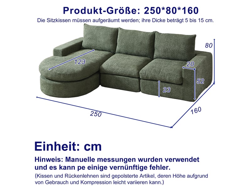 Fauteuil modulable vert en chenille avec rangement intégré et méridienne réversible pour salon contemporain - Conforama C