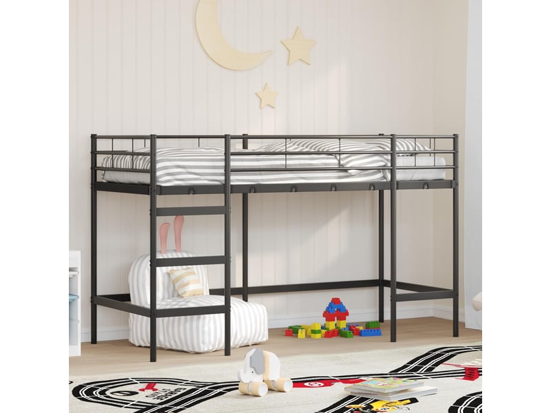  Lit mezzanine pour enfants - lit jeune noir 90 x 190 cm acier  - Conforama B