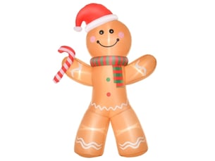Bonhomme en pain d'épices gonflable de noël, 2,4 m, avec led et soufflerie intégrée, décoration lumineuse