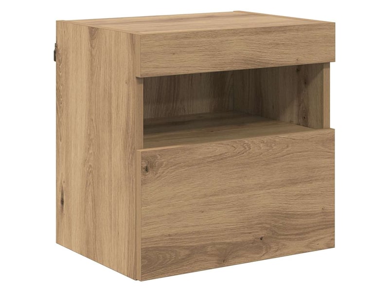  Lot de 2 meuble tv mural, meuble tv suspendu chêne artisanal bois d'ingénierie shl32060  - Conforama A