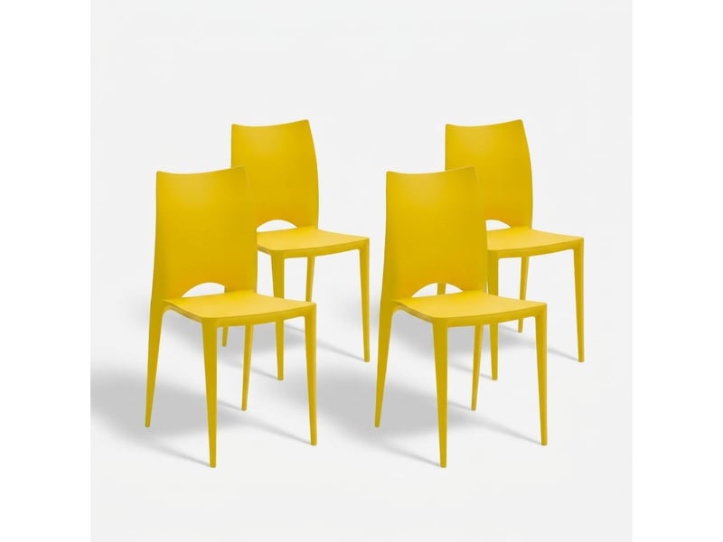 Lot de 4 chaises empilables en polypropylène lione - jaune - Conforama A
