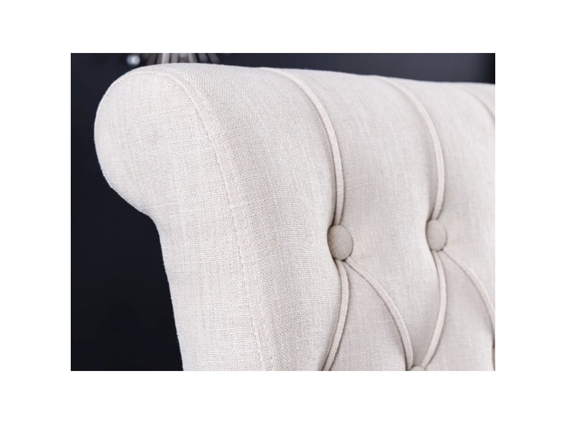  Lot de 2 chaises chesterfield regina beige en velours capitonné – clous noirs et pieds en bois d'hévéa foncé  - Conforama E