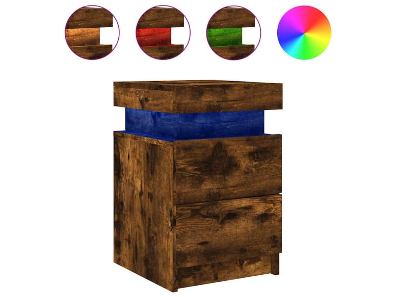  Lot de 2 tables de chevet - cabinet de chevet - table de nuit avec lumières led chêne fumé 35x39x55 cm  - Conforama E