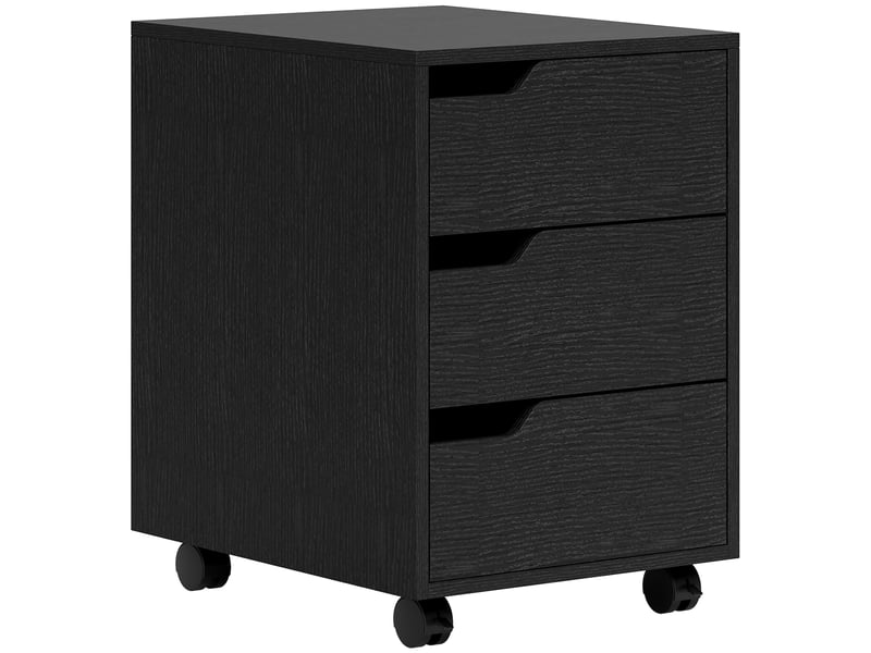  Caisson bureau mobile, meuble rangement bureau sur roulettes, 3 tiroirs, noir, 40x50x57,5cm  - Conforama B