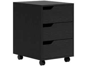 Caisson bureau mobile, meuble rangement bureau sur roulettes, 3 tiroirs, noir, 40x50x57,5cm
