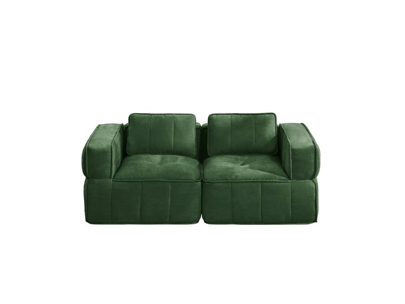 Canapé 2 places modulaire, sans cadre, mousse 32d, assise profonde, revêtement doux, 198×93×67 cm, vert - Conforama A