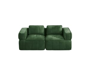 Canapé 2 places modulaire, sans cadre, mousse 32d, assise profonde, revêtement doux, 198×93×67 cm, vert
