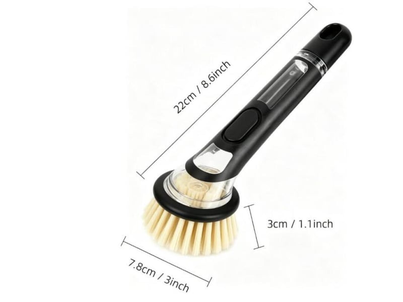  Brosse de nettoyage avec distributeur de savon, noir, nettoyage puissant, convient pour les casseroles, les éviers, etc. Jaune poils longs - black  - Conforama B