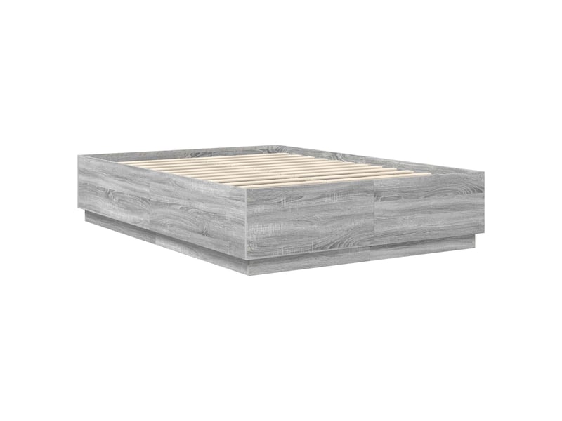 Lit double- lit adulte - cadre de lit sonoma gris 160 x 200 cm bois d'ingénierie - Conforama D
