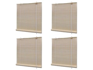 Lot de 4 stores enrouleur, stores à rouleau bambou naturel 120x160 cm cf48954