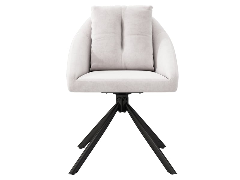  Chaise de salle à manger 59x65x79 cm, en tissu velouté beige, structure métallique, pivotante, avec accoudoirs  - Conforama A
