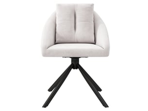 Chaise de salle à manger 59x65x79 cm, en tissu velouté beige, structure métallique, pivotante, avec accoudoirs