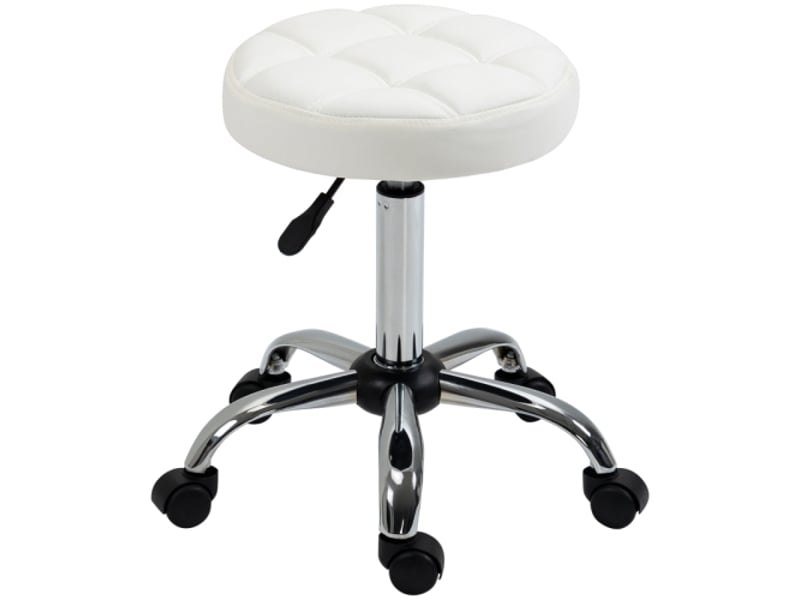  Tabouret de travail pivotant réglable en hauteur, similicuir blanc, ø35,5 x 51-67 cm, bureau et salon  - Conforama A