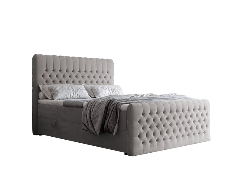  Lit adulte alba plus - 200x200 cm - matelas ressorts + surmatelas - coffre de rangement - velours doux hydrofuge gris ALBA PLUS - Conforama A