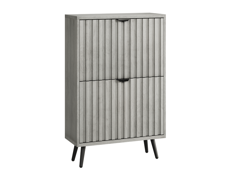 Meuble à chaussures modèle groove 60 cm, gris, 2 tiroirs basculants, rangement caché pour entrée - Conforama D