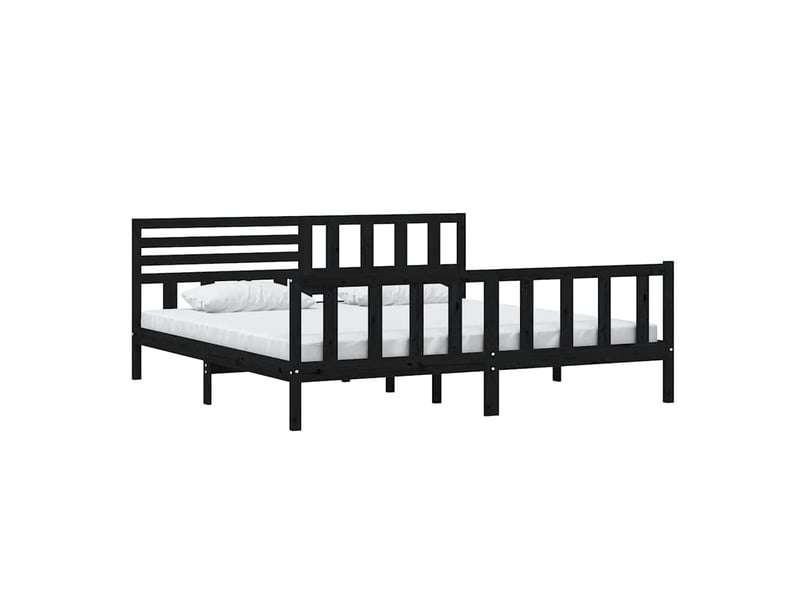  Lit double- lit adulte -  cadre de lit sans matelas noir bois massif 200x200 cm  - Conforama B
