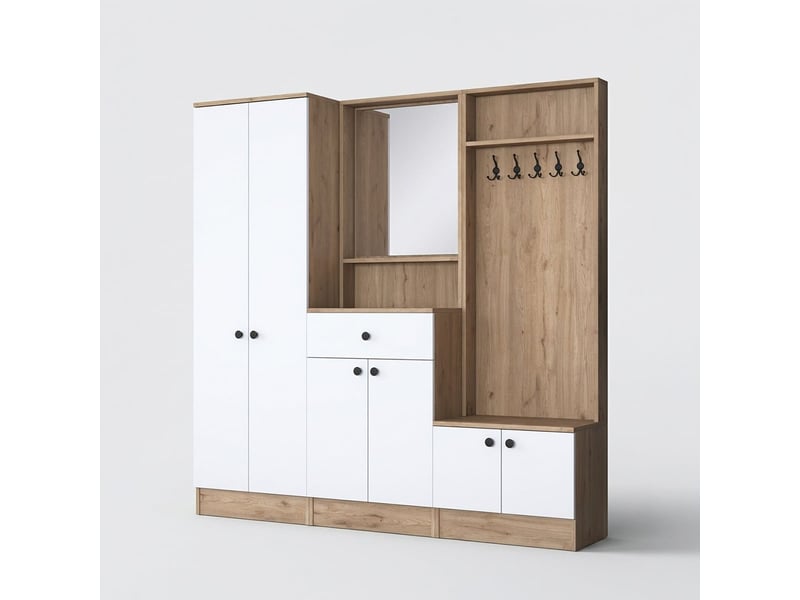  Meuble d'entrée avec porte-manteau et miroir sylth  - Conforama A
