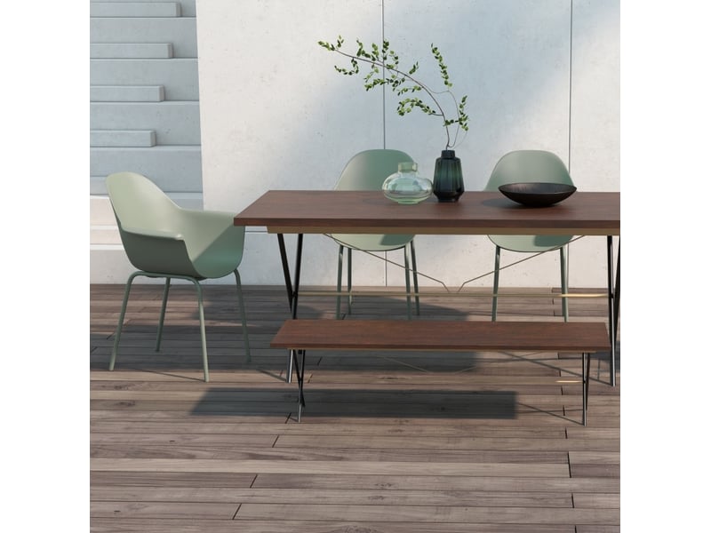 Lot de 4 chaises de jardin 59 x 55 x 84 cm – vert – accoudoirs, dossier haut et résistantes aux intempéries - Conforama B