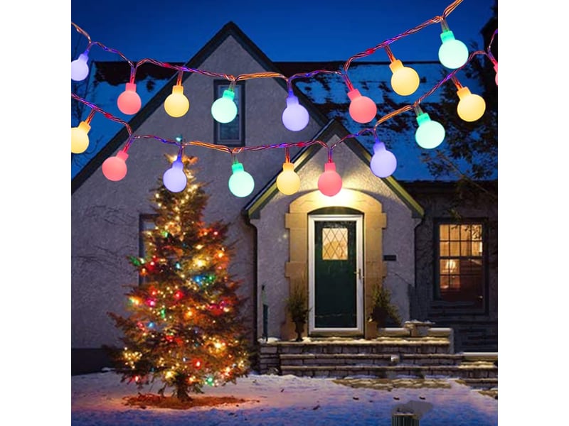 Guirlande lumineuse boule 10m 8 modes et fonction pour la décoration de fête, balcon, éclairage de noël - Conforama D