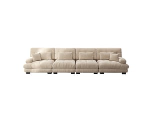 Canapé d'angle modulaire 4 places en chenille, assise profonde et coussins moelleux pour salon, appartement ou bureau