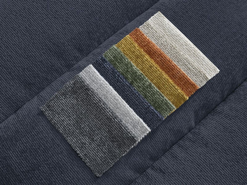  Bobochic canapé droit fixe 4 places sierra assise profonde tissu texturé bleu foncé SIERRA - Conforama C