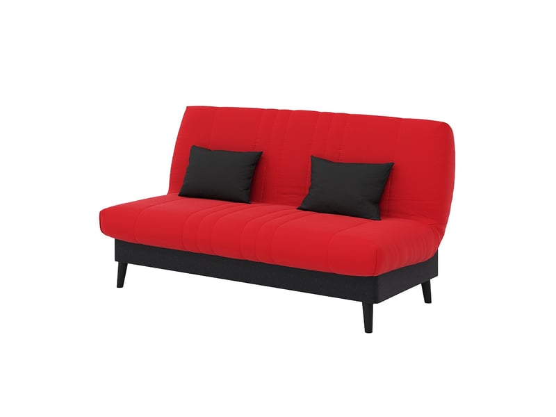 Banquette convertible elios clic clac, couchage 130 x 190 avec rangement intégré + 2 coussins offerts, pearl rouge  - Conforama C
