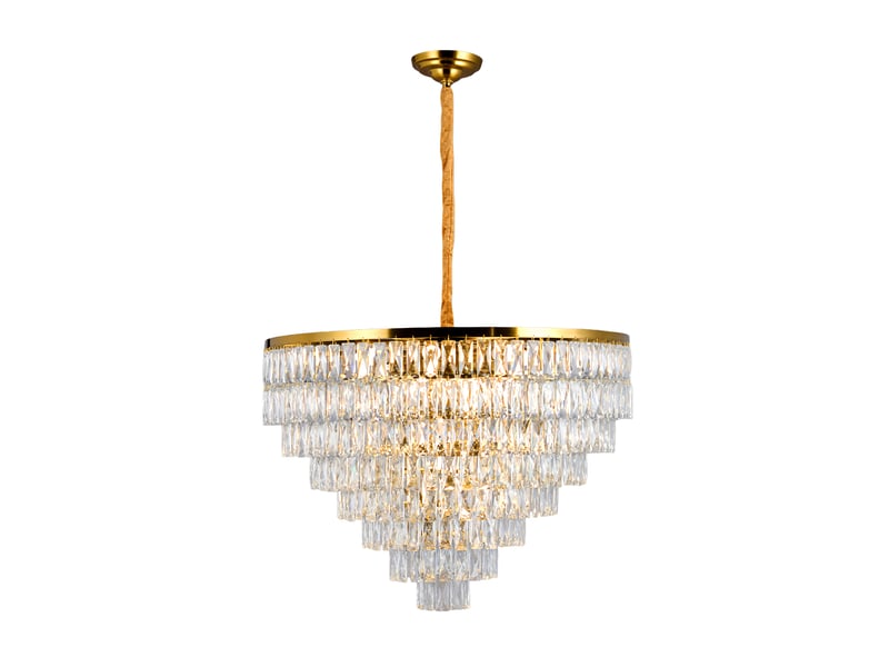  Lustre allongé en cristal à pampilles d – éclairage 3 couleurs ASLED-813 - Conforama A