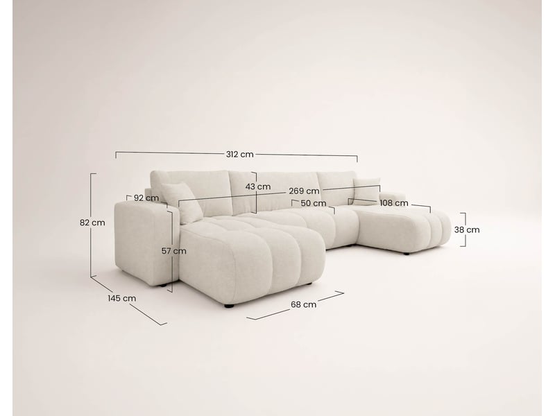  Nicole - canapé panoramique en u 7 places convertible avec coffre en tissu - best mobilier - jaune NICOLE - Conforama C