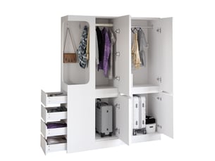 Armoire 2 porte(s) battante 6 tiroir(s) MERAX armoire blanc coloris blanc largeur 140 cm