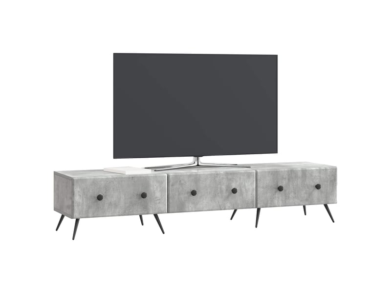  Meuble tv - banc tv - meuble de rangement gris béton 147 x 34,5 x 30 cm bois d'ingénierie  - Conforama C