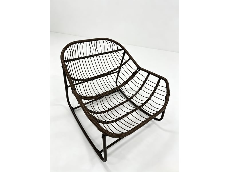  Fauteuil à bascule d'extérieur avec coussin, structure en acier, orange W2021P459054 - Conforama B
