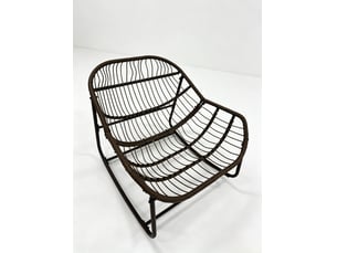 Fauteuil à bascule d'extérieur avec coussin, structure en acier, orange