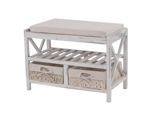 Etagère, range-chaussures, banc, 45x65x34cm, shabby chic, vintage - blanc